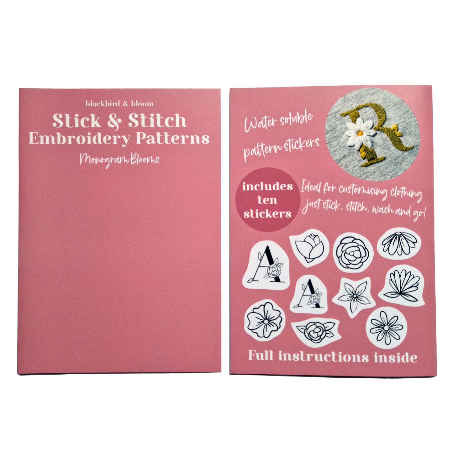 Monogram Blooms Stick & Stitch Embroidery Patterns