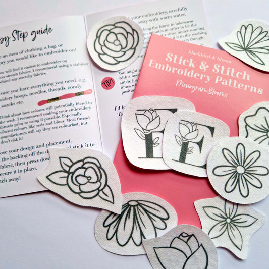 Monogram Blooms Stick & Stitch Embroidery Patterns