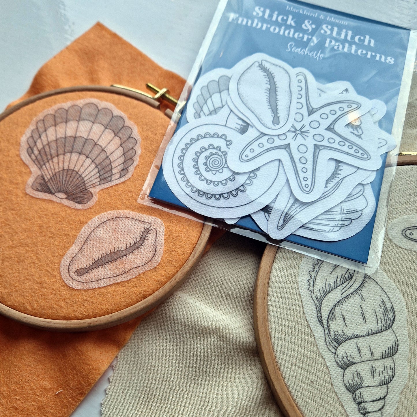 Seashells Stick & Stitch Embroidery Patterns