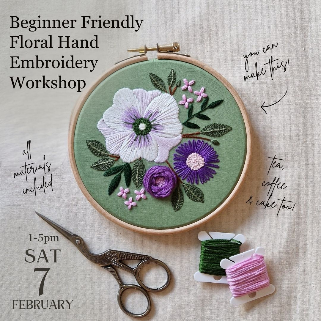 Floral Hand Embroidery Workshop - Sat 7th February 2026