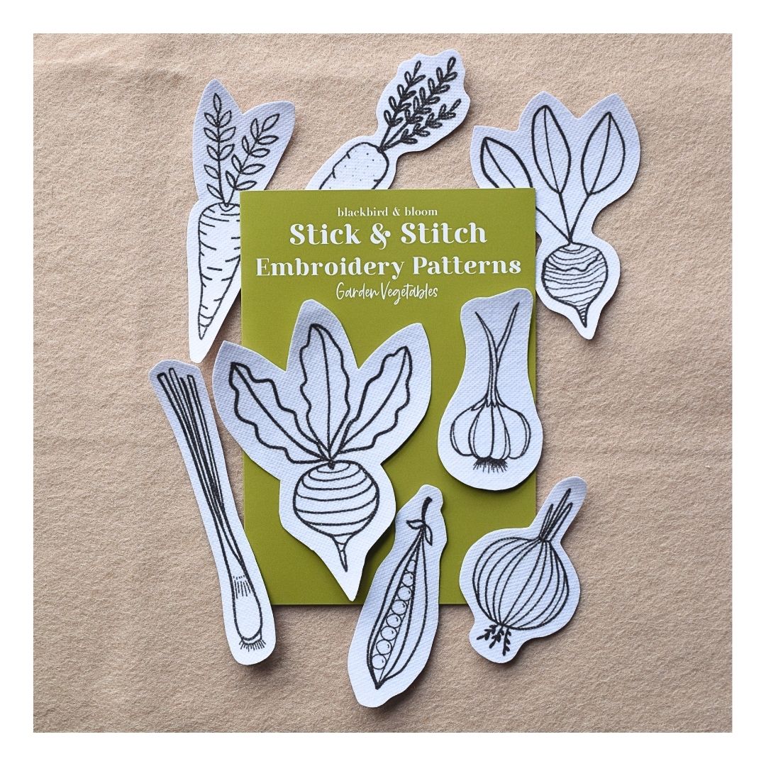 Garden Vegetables Stick & Stitch Embroidery Patterns