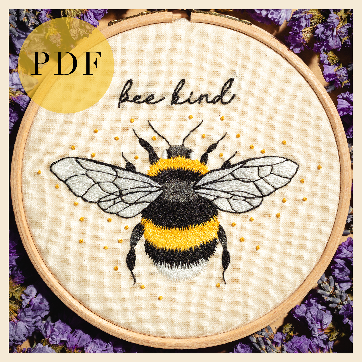 'The Mindful Bumblebee' - PDF Embroidery Pattern and Guide