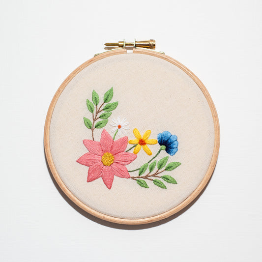 'Summer Floral' finished Embroidery Hoop