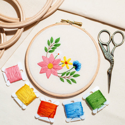 'Summer Floral' finished Embroidery Hoop