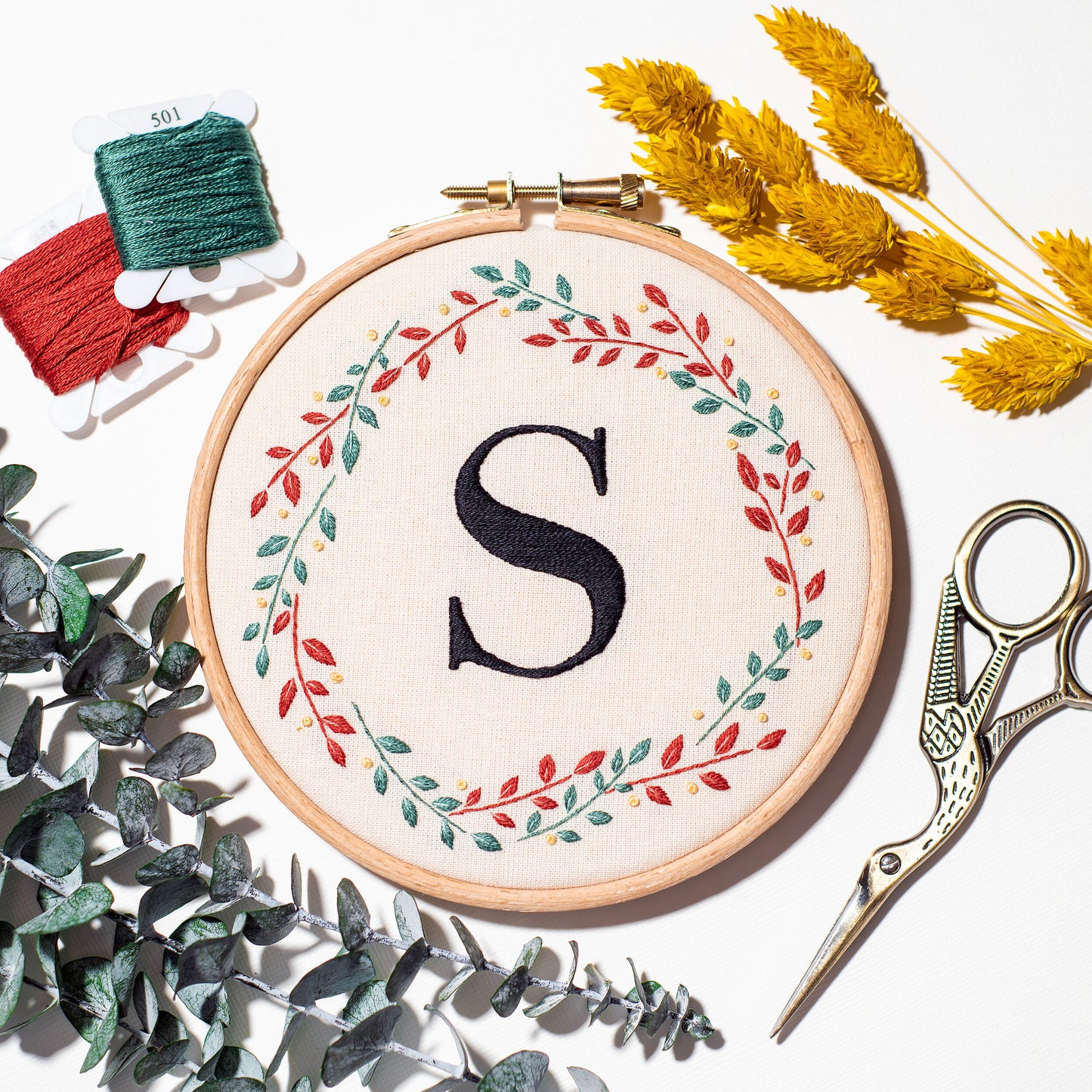 Custom Monogram Wreath Hoop