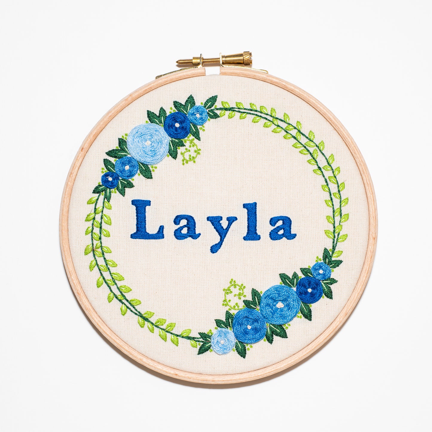 Custom Floral Wreath Hand Embroidery