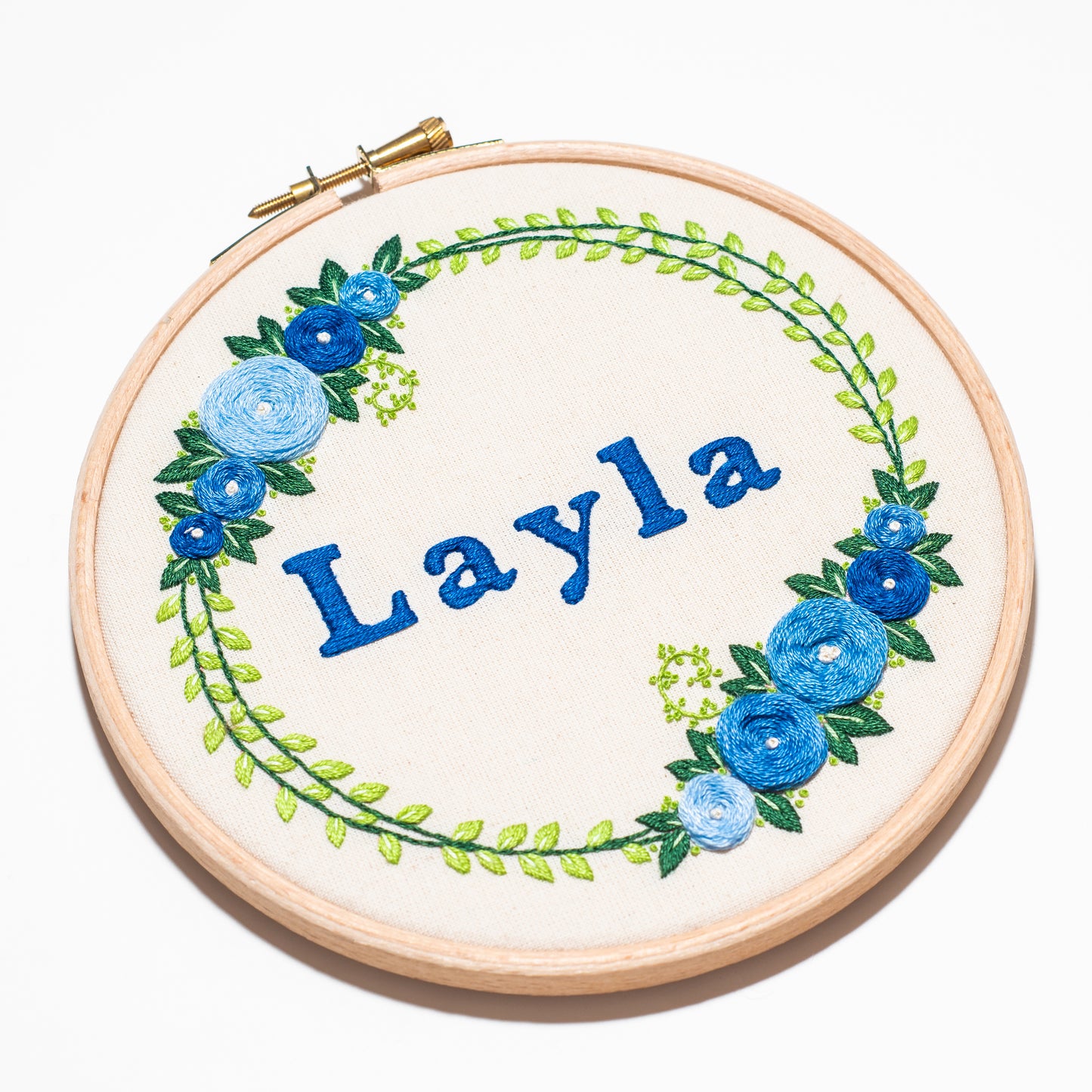 Custom Floral Wreath Hand Embroidery