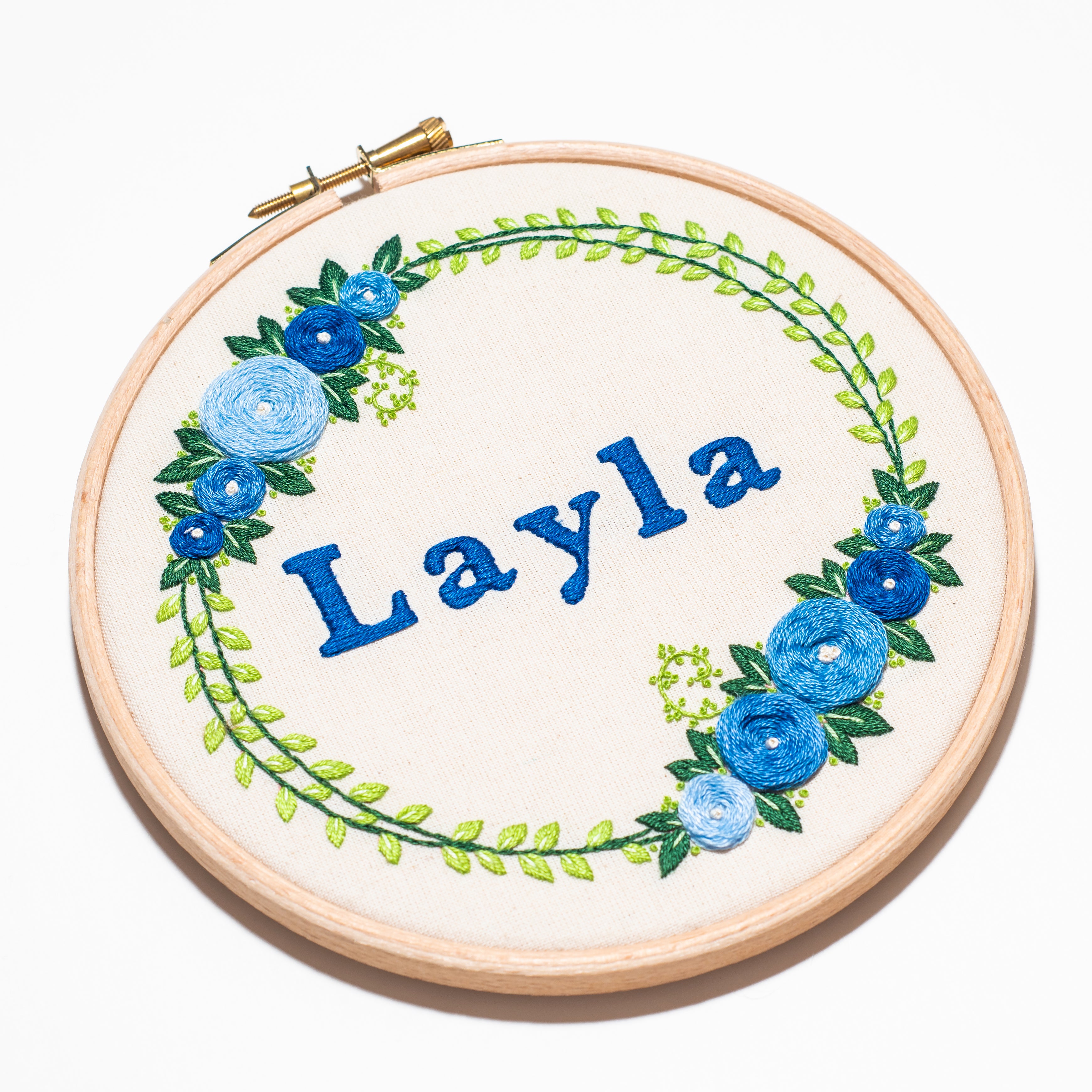 Custom Floral Wreath Hand Embroidery