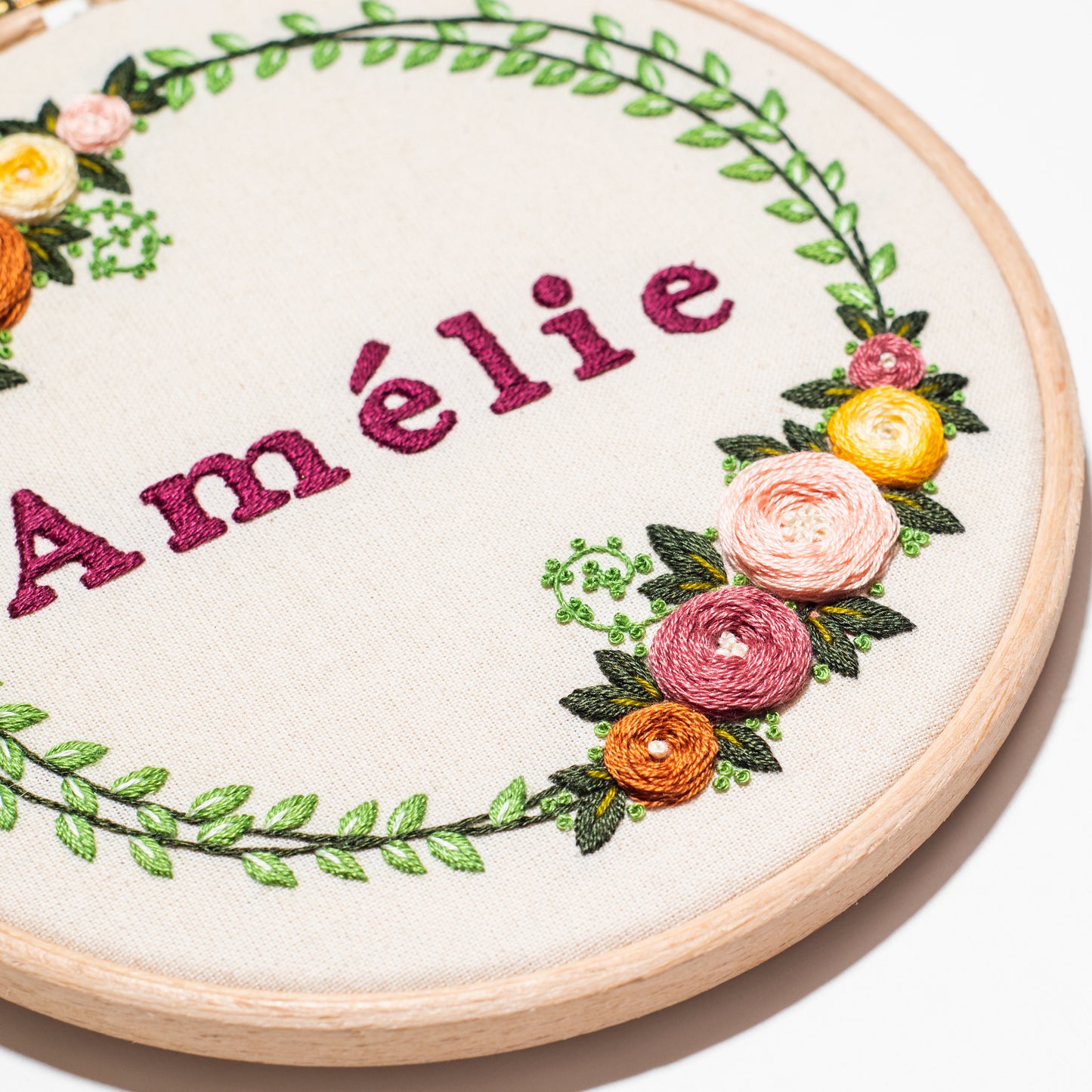 Custom Floral Wreath Hand Embroidery