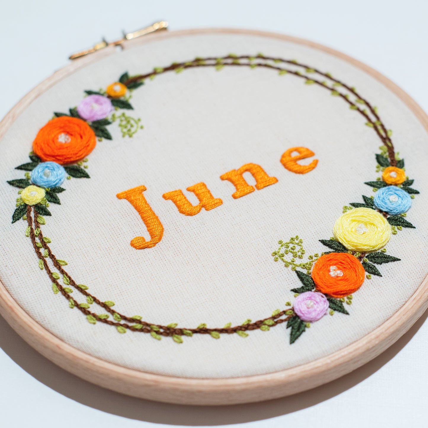 Custom Floral Wreath Hand Embroidery